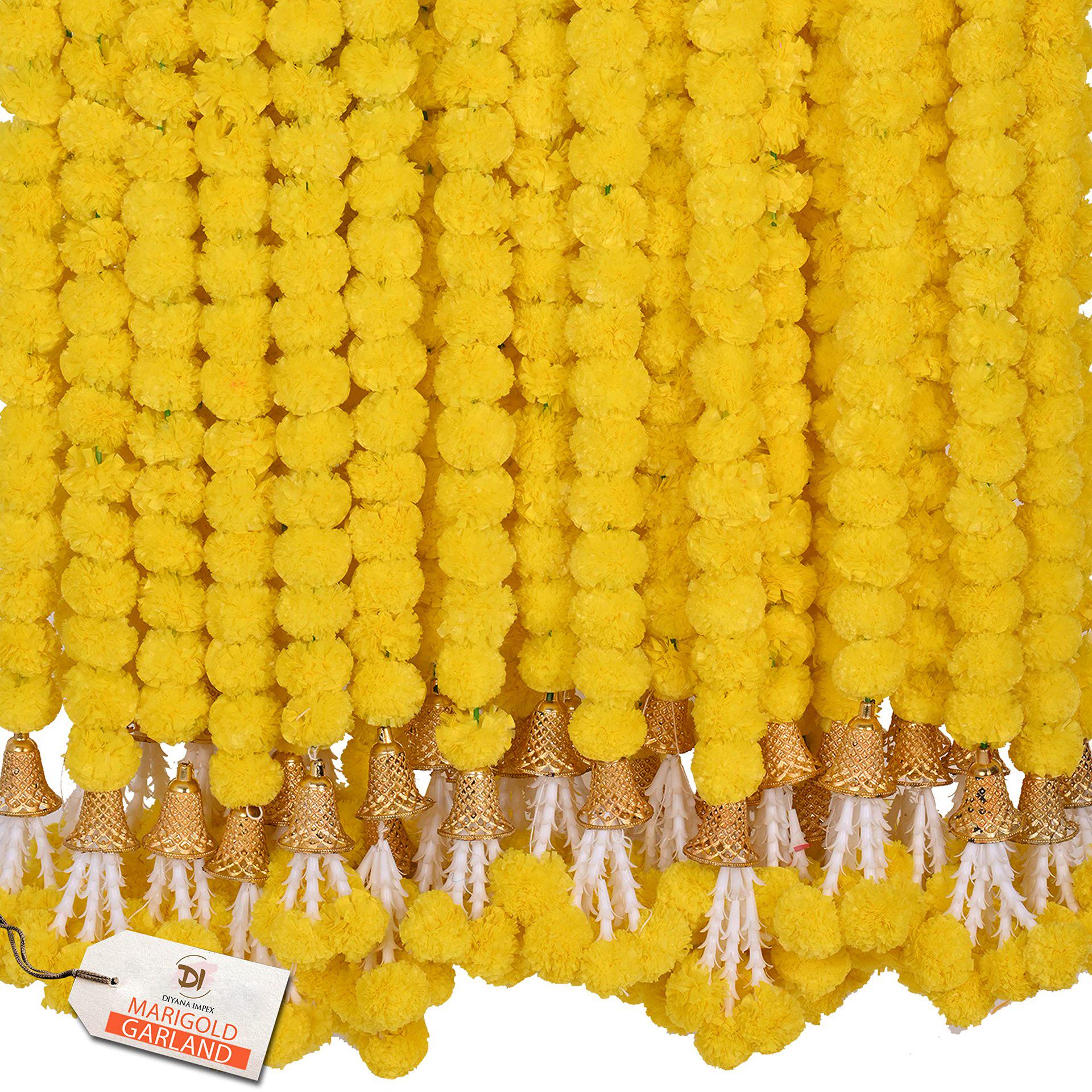 Artificial Marigold Garland: Halloween & Day of the Dead Wreath 1.5m 30 Flowers