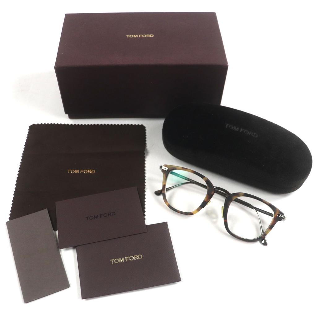 Excellent TOM FORD Glasses Marble Pattern Wellington type Brown mens TF5496 056 Used