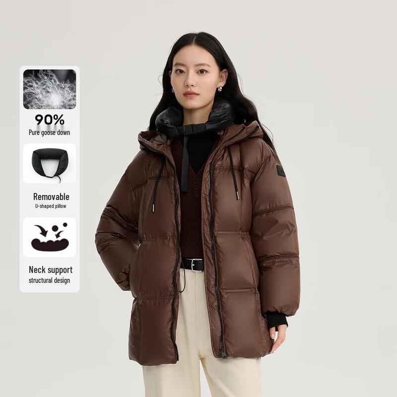 Aileiyi Women's Detachable U-Pillow Hooded Goose Down Jacket