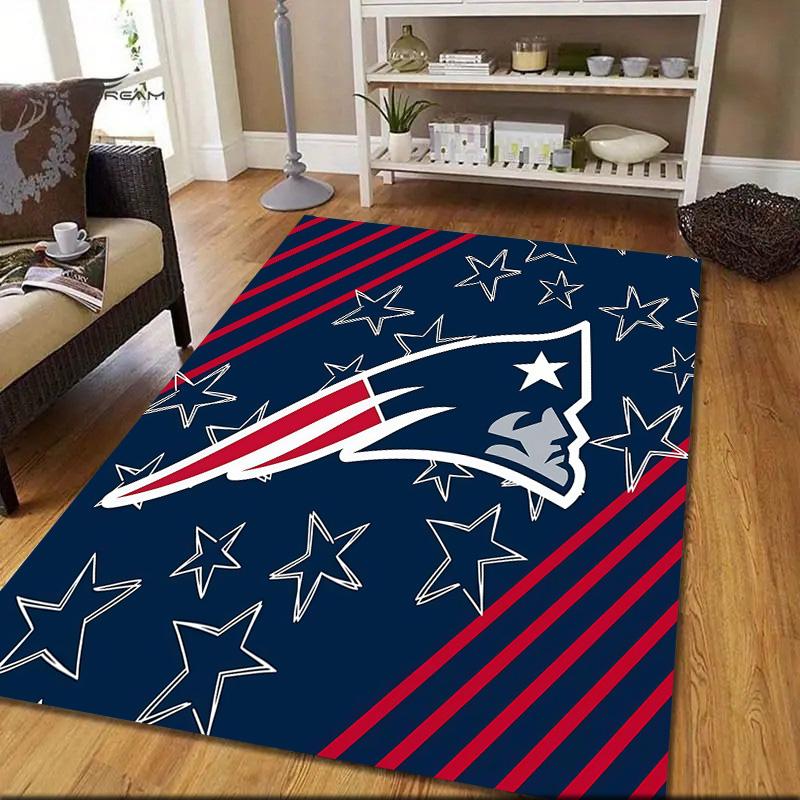 New England Patriots Flannel Pattern Square Carpet,Area Rug,Carpet Rug for Living Room Bedroom Sofa Playroom Decor,Non-slip Floor Mat