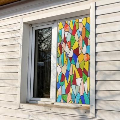 Pellicola per Vetri Vetro Colorato Privacy Vintage Casa Chiesa Decorativa Opaca Statico Riutilizzabile Blocco Raggi UV Adesivo Copri Vetro