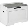 103 Liter Storage Chest, Storage Bench with Safety Hinge, Seat Cushion, for Various Rooms, White