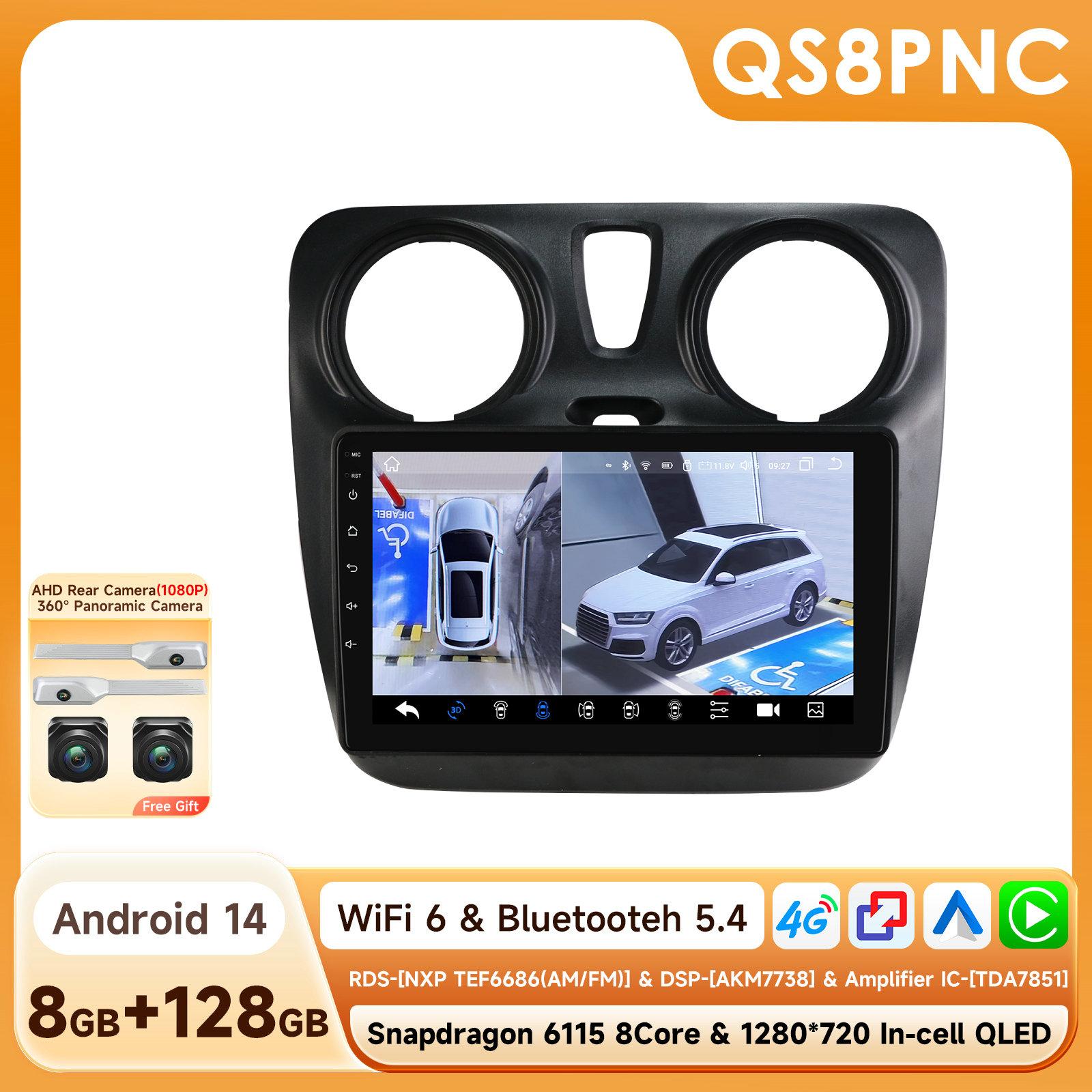 

Ossuret Головное устройство Навигация GPS Android для Renault Dokker/Lodgy Dacia 2012-2021 Snapdragon AI Автомагнитола Мультимедийный плеер Android Auto Carplay QS8 8Core 8G 128G 360