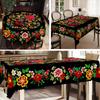 Independence Day Flower Wreath Waterproof Rectangular Tablecloth Red Blue Flower Star USA Flag Tables Cover for Dinner Kitchen