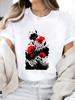 (Asian Size) Lovely Watercolor Trend Casual Women's Top T T-shirts Fashion O-neck Female Clothing Print Short Sleeve Graphic Tee