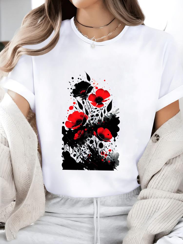 

(Asian Size) butterfly 90s Casual Women s Top T T-shirts Fashion O-neck Female Clothing Print Short Sleeve Graphic Tee S