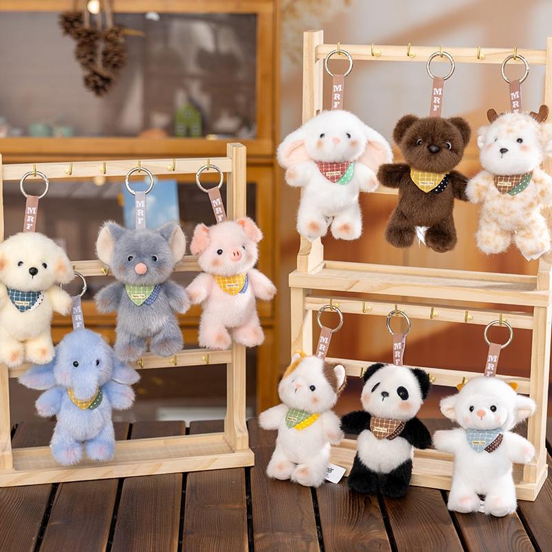 14Cm Animal Plush Toys Cartoon Bear Dog Cat Rabbit Pendant Bag Bacpack Plush Fragrant Keychain Phone Car Plush Keyrings Gifts
