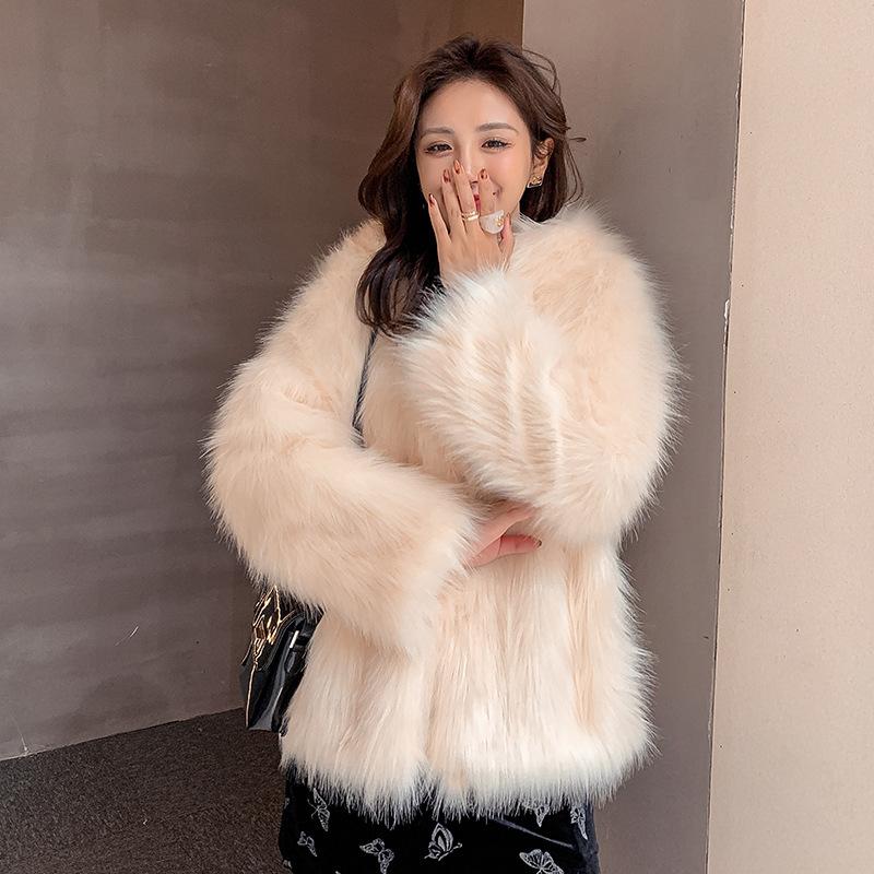 Winter Popular Hooded Daughter Wind Tuscan Fur Coat Women's Fur Coat Imitation Fox Fur Coat