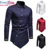 Cozy Up Asymmetric Embroidery Slim Fit Casual Long Sleeve Shirts Mens Western Cowboy Shirt Men Black White Chemise Male Button Up Shirts