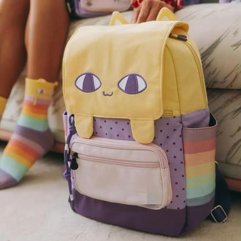 Cute Yellow Cat Anime Backpack Lightweight Large Capacity School Bag For Students Travel Rucksack