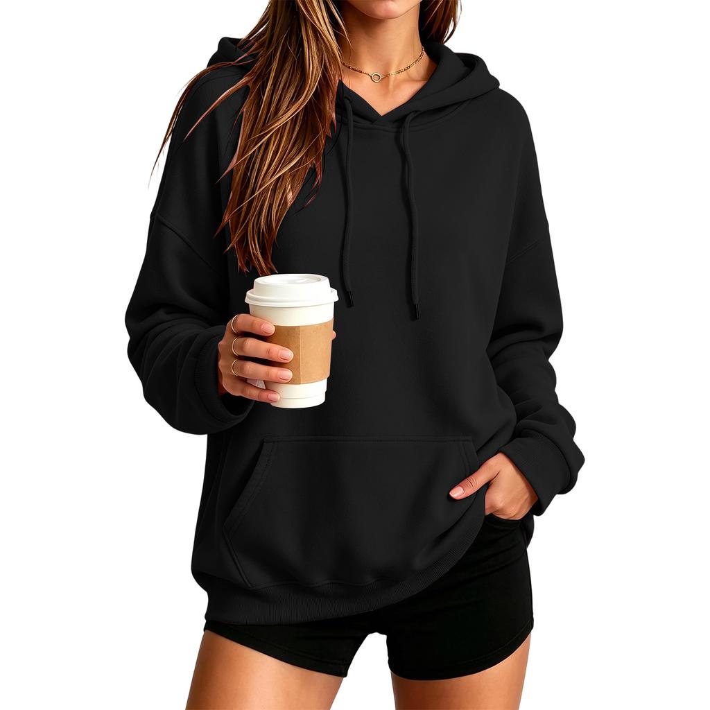 Unisex Hoodie Color Long Sleeve Loose Fit Plus Size Casual Pullover