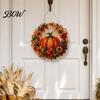 Clear Pattern Ornament Fall Pumpkin Sunflower Wreath Hanging Decor, Acrylic Hand Painted Elegant Holiday Window Ornament, Thanksgiving
