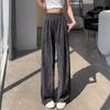 Designer Hot Fix Rhinestone Distressed Casual Wide Leg Pants for Women Floor Length Long Pants Summer Trendy