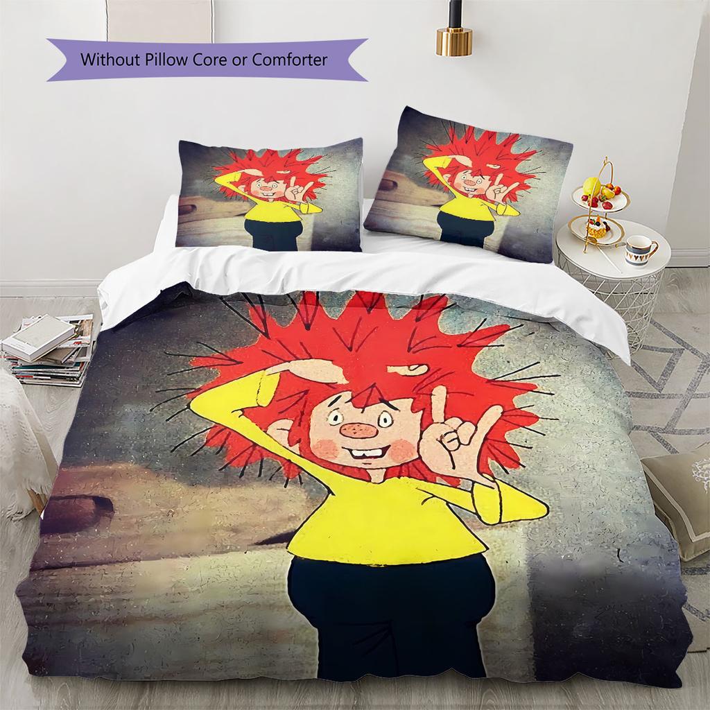 Meister Eder und sein Pumuckl Pattern Bedding,Quilt Set Quilt Cover Pillowcase Home Birthday Gift(1 * duvet cover + 2 * pillowcase, without core)