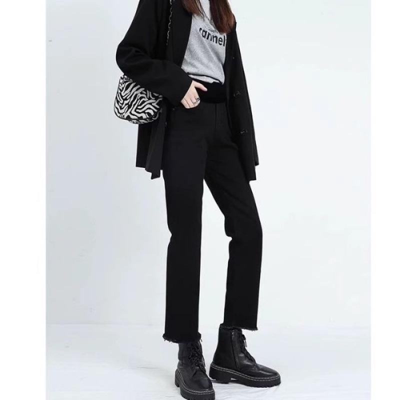 

Quality Maternity Cropped Cigarette Leg Jeans with Elastic Belly Support for Spring/Autumn XL чёрный