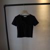 Petite Short-Sleeved Bow Slim-Fit Top - 2025 Korean Style Summer Women's Fashion