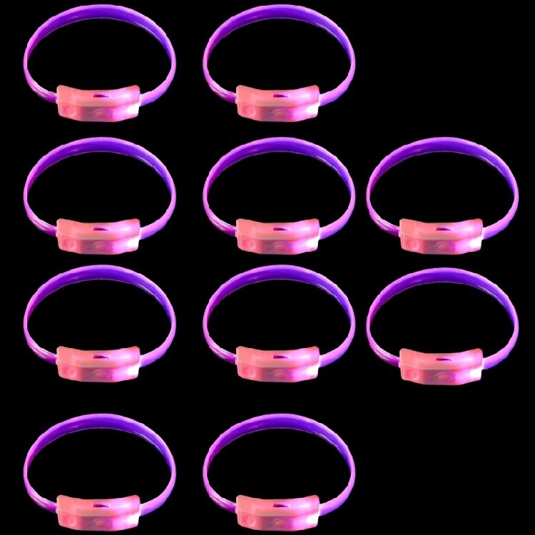 10pcs Plastic LED Bands for Parties Flashing Light Up Wristband Ornament Multicolors Wrist Decoration for Children