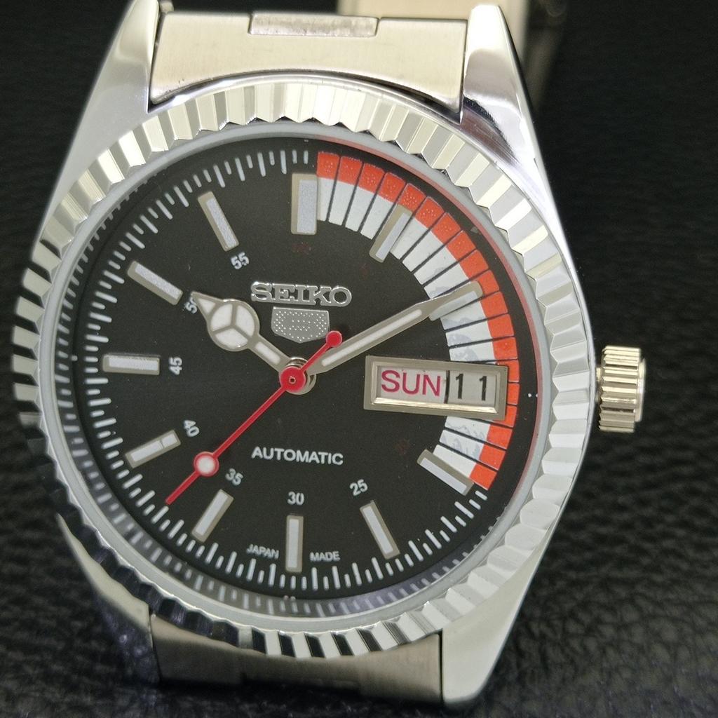 JAPAN VINTAGE REFURBISHED SEIKO 5 AUTOMATIC 6309A MENS BLACK WATCH a440839-4 Sk-a440839