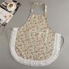Wear Resistant Neck Hanging Apron Floral Lace Cooking Apron Portable Canvas Apron  Women