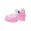 Fashion Hot Pink Princess Shoes for Women Chunky Platform Super High Heels Mary Janes Shoes Woman Pumps Thick Heeled Y2K Lolita Shoes