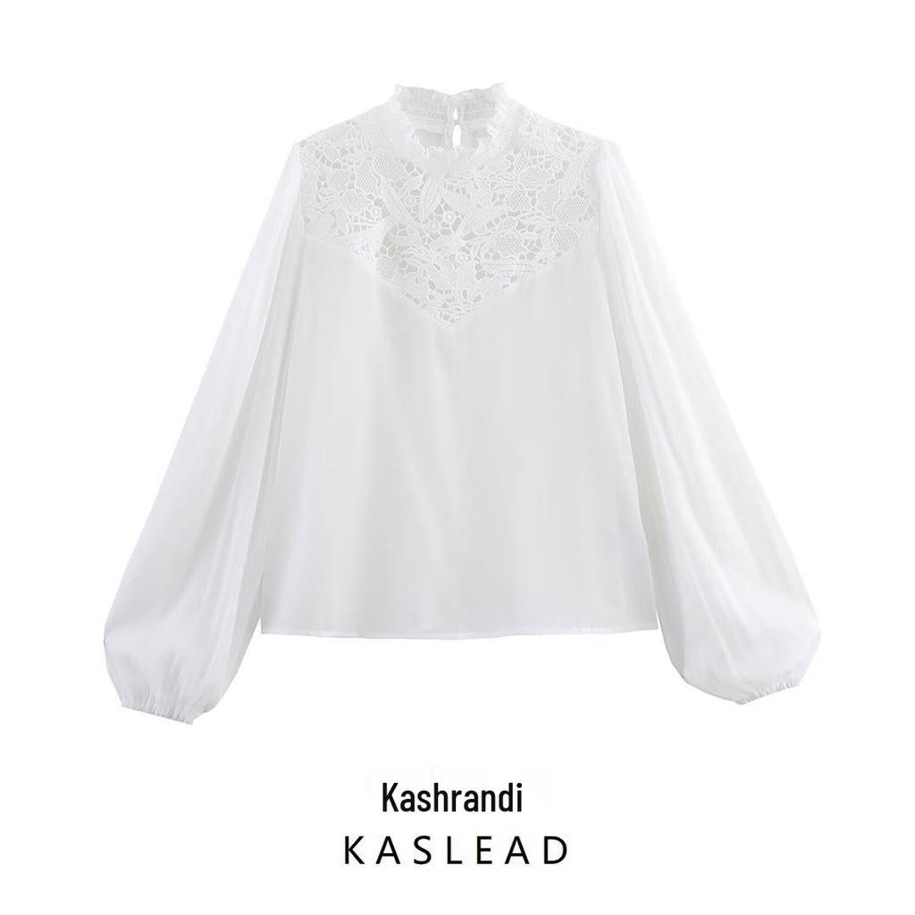 Spring 2025 Women's European & American Style Lace Ruffle Top