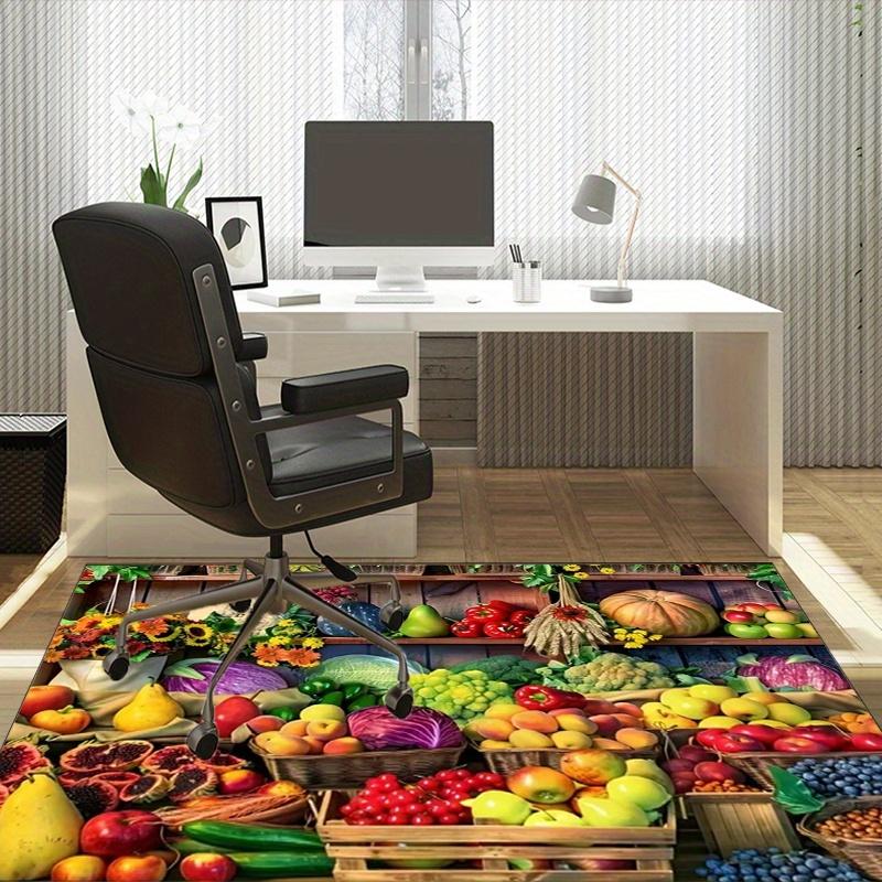 Vibrant Fruit Market Rug for Kitchen and Dining Areas - Colorful Food Print Carpet | Farmhouse Style Skid resistant carpet