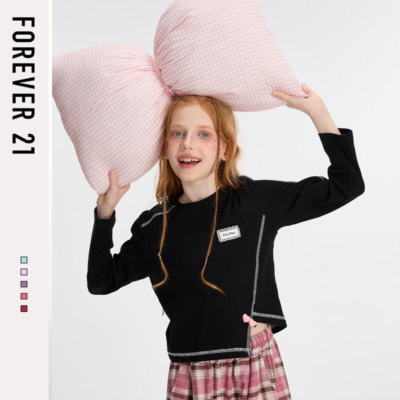 FOREVER21 Girls  Long-Sleeve T-Shirt with Irregular Hem 160