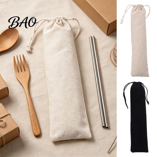 Compact Flatware Organizer for Camping Drawstring Cutlery Bag, Portable Reusable Utensil Pouch, Washable Holder Students Storage Chopsticks Spoons And