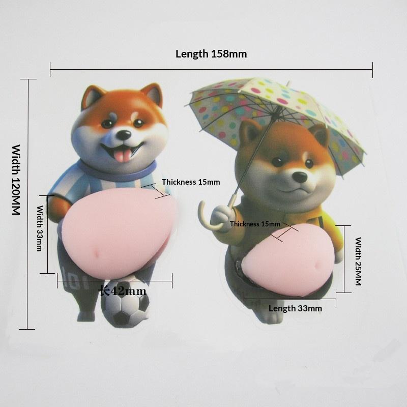 2Pcs 3D Shiba Inu Stickers – Cute Orange Apparel Shiba Inu Stickers 3D Cute Chubby Shiba Inu (Design), Silicone Self-Adhesive