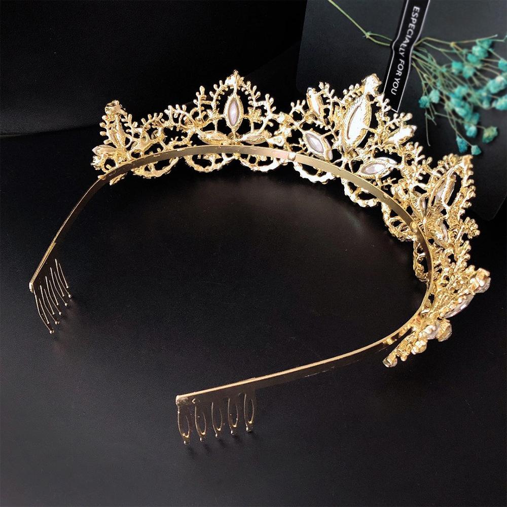 New Bridal Headwear Baroque Exquisite Crown Bride Light Gold Crown Wedding Accessories Crown Hair Accessories