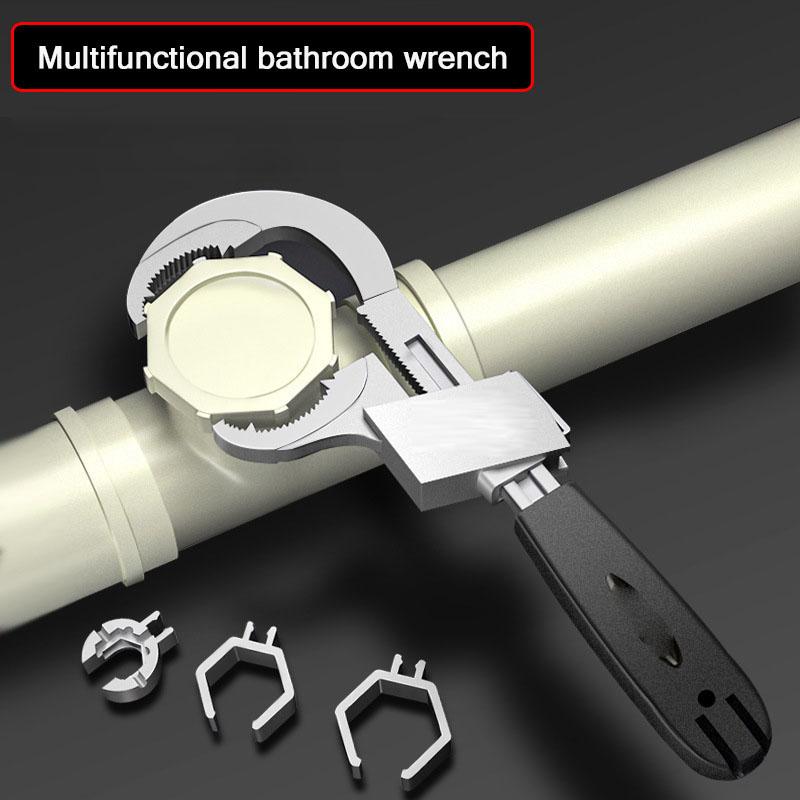 1PCS Universal Double-ended Wrench Adjustable Multifunctional Bath Wrench Aluminium Alloy Open End Spanner Bathroom Repair Hand Tool