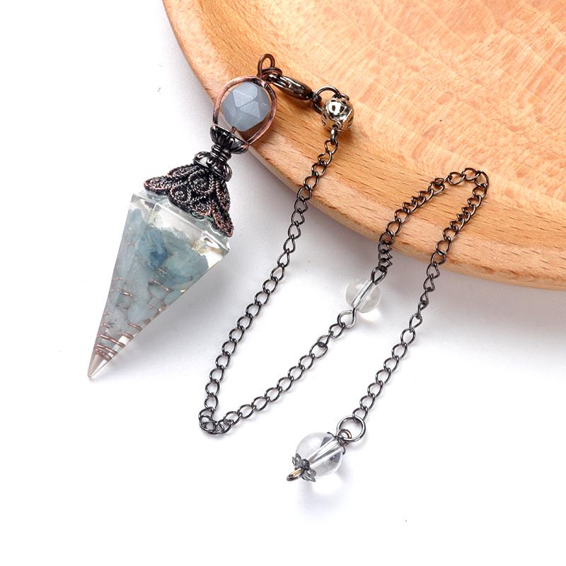 Natural Stone Spirit Pendulum Pendant Latticed Chain Energy Luck Mysterious Reiki Resin For Jewelry Making Accessories Necklaces
