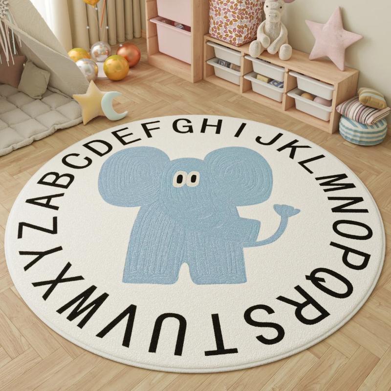 Fluffy Soft Lounge Floor Mat Animal Patterns Rugs for Bedroom Thick Plush Living Room Decoration Round Carpet Washable Study Rug