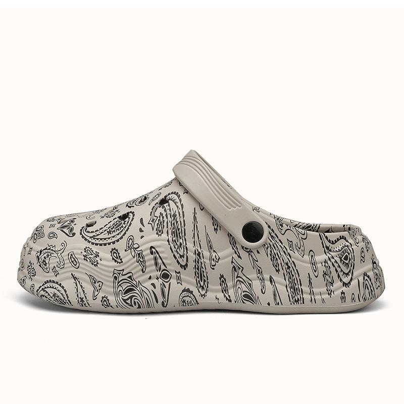 

2024 new hole shoes men s summer wear hollow breathable bag head slippers large size dual-purpose beach sandals 45 бежевий