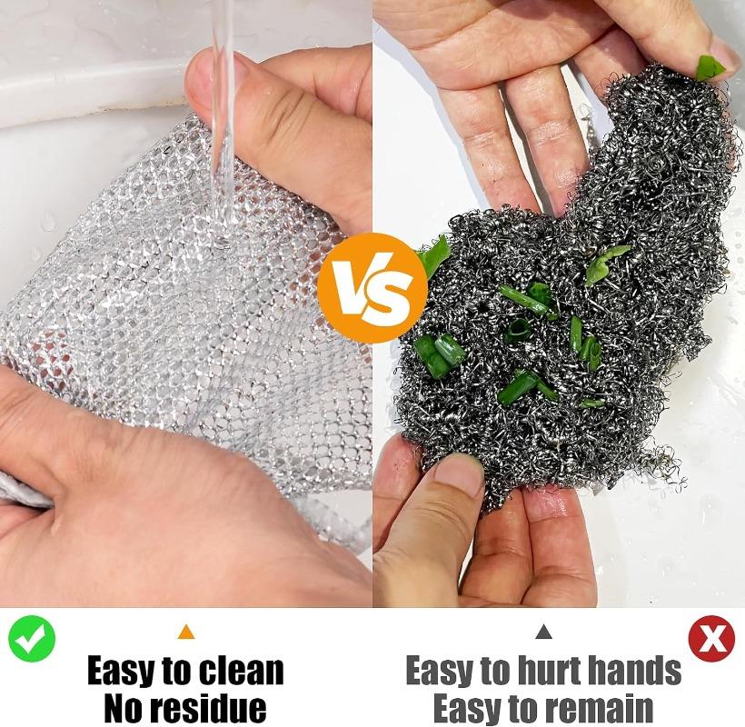 Metal Steel Wire Rags Cloth Household Kitchen Pot Pan Dishwashing Double-sided Cleaning Towel Dishcloth Scrubber Rag Wholesale
