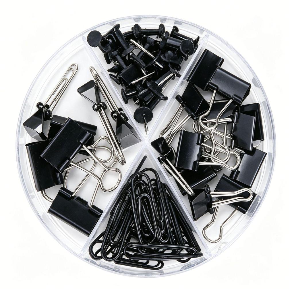 Macaron Multi-Functional Clip & Pushpin Set: Large/Small Tail Clips, 4-Grid Design
