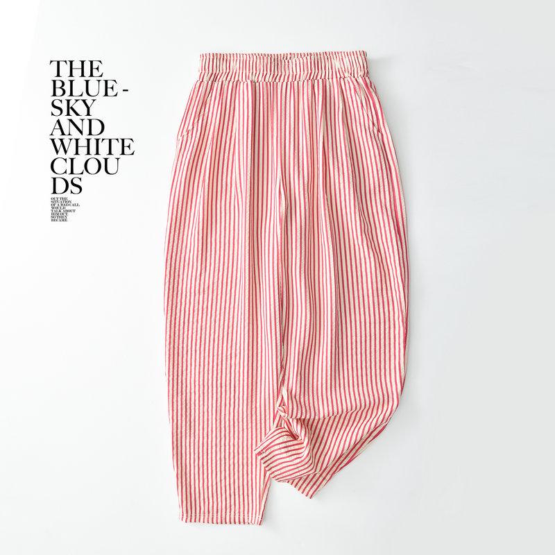 Damen 2024 Sommer Retro Gestreifte Micro Flare Freizeithose