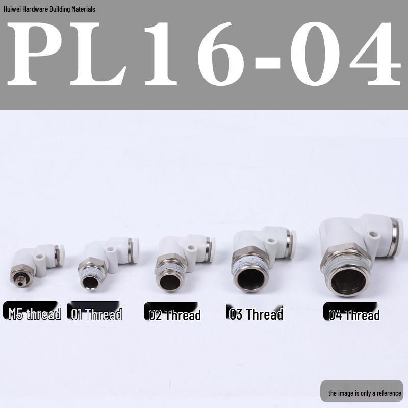 Pneumatic Tube Quick Connector: PL8-02, 4-M5, 6-01, 10-03, 12-04 Threaded Elbow