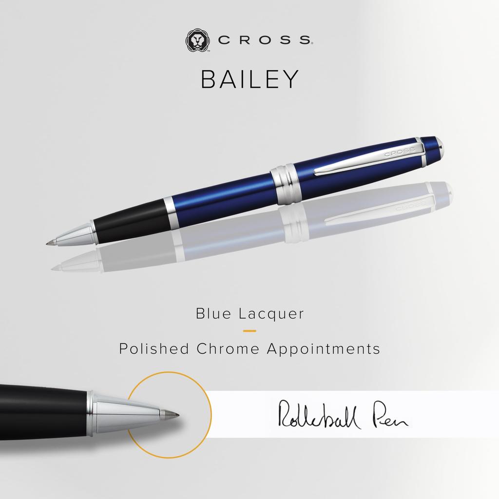 Cross Bailey Selectip Roller Ballpoint Pen Blue Lacquer Gloss Chrome Appointment