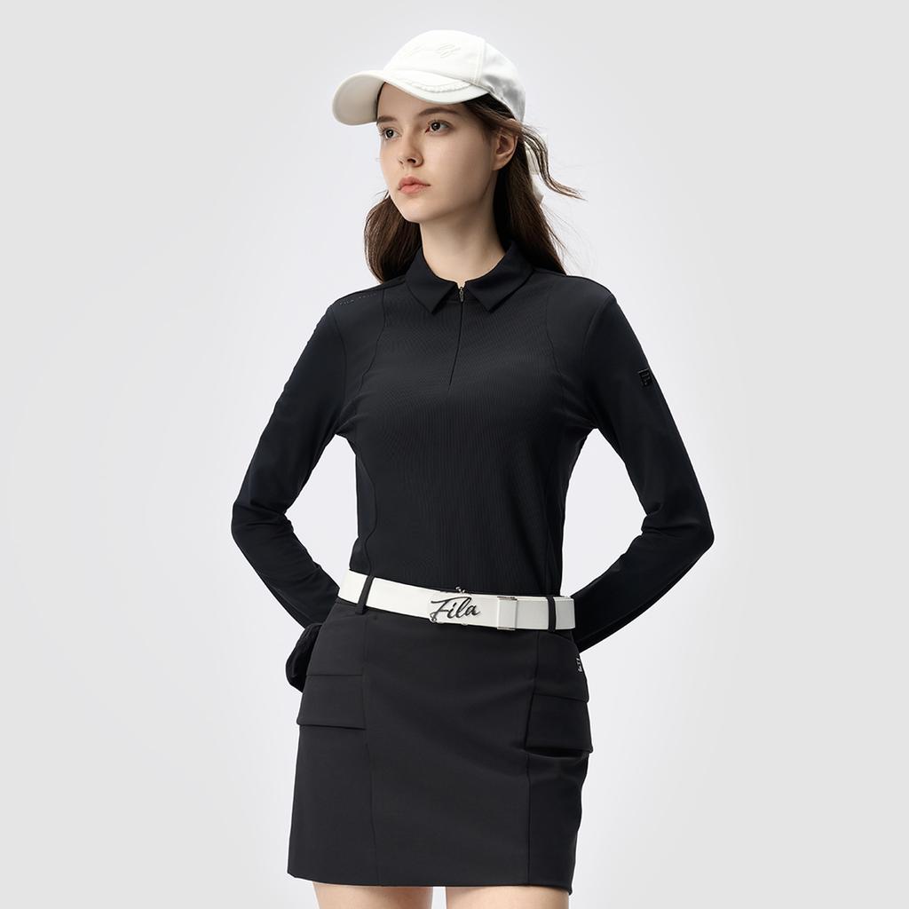 New FILA Golf Series Polo Shirt Women's Pitch Black A11W445211FBK