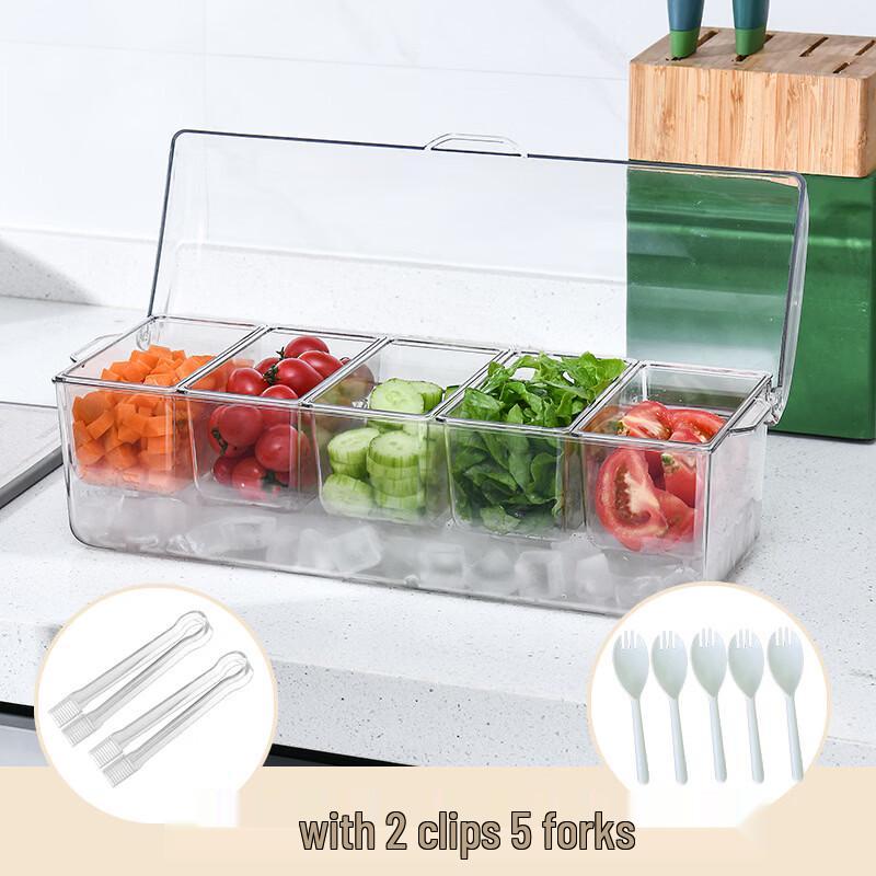 Rectangular Multi-Compartment Food Storage Container with Lid