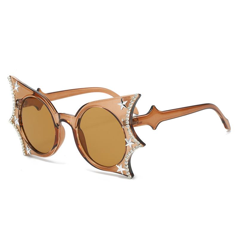 

Brand Designer Steampunk Diamond Star Bat Sunglasses Women For Men Trending Halloween Sun Glasses Vintage Luxury Oversized Shade As the picture