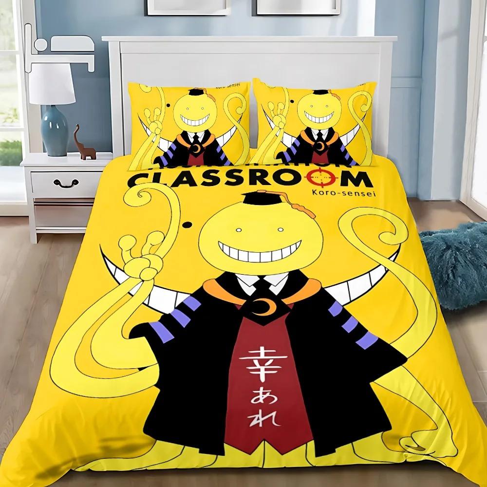 Anime Assassination Classroom Bettbezug Kissenbezug Bettwäsche-Set für Kinder Mädchen Jungen Schlafzimmer Geschenk Einzel Doppel Groß