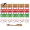 Festive Tags for Goodie Bags 48 Pcs Merry Christmas Paper Gift with Rope, Vintage Seasonal Tree Ornaments Decor Hanging Labels Wrapping, DIY