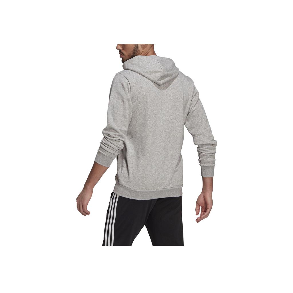 Adidas Solid Color Logo Print Hooded Drawstring Long Sleeve Sweatshirt Men Tops Gray GL0020
