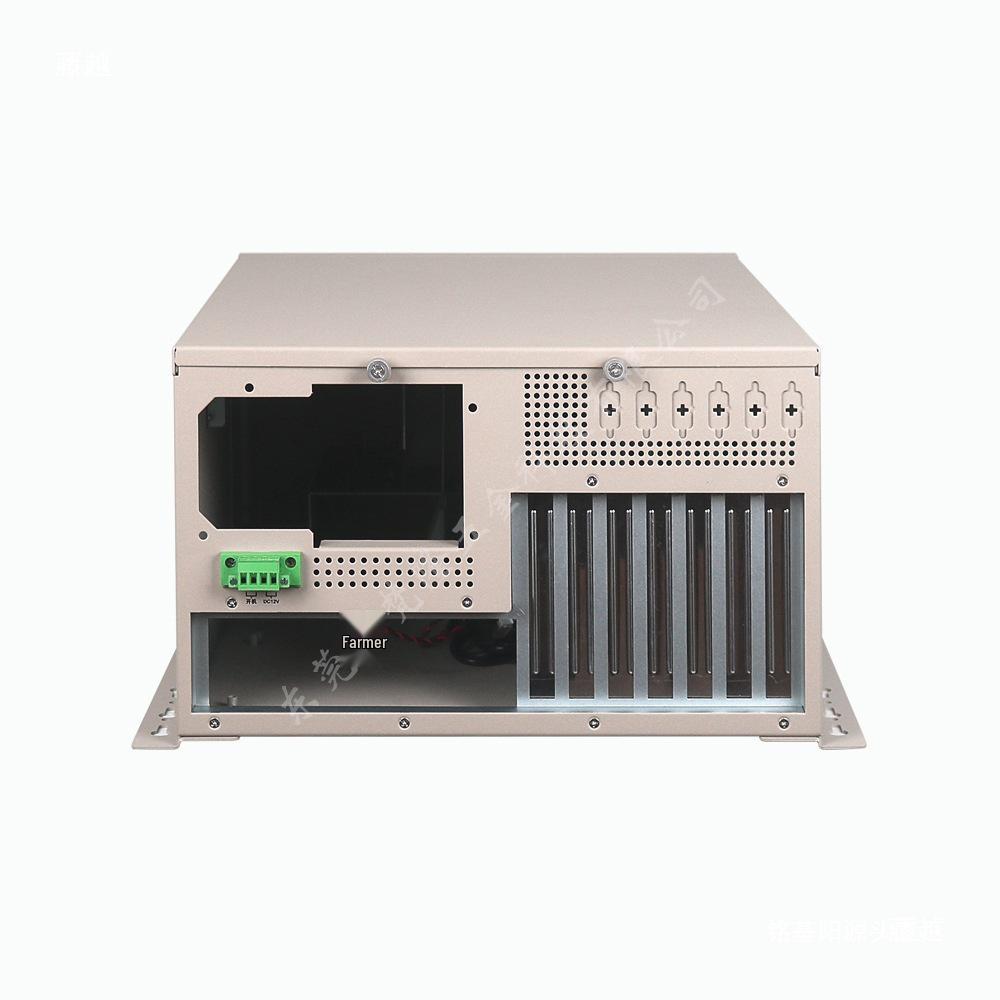 Wall-mounted industrial control computer chassis with 7 slots, multi-serial ports, ATX motherboard support, and large power supply capability.