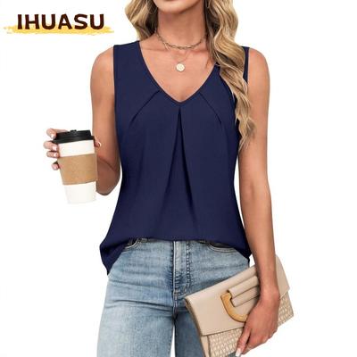 Damskie Modne Codzienne Bezrękawniki V-Neck Bluzki & Koszule