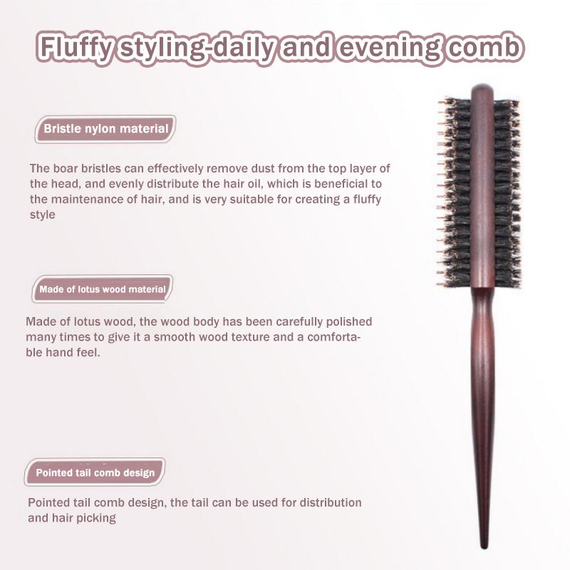 Double Sided Teasing Brush Boar Nylon Bristle Professional Rat Tail Pick for Backcombing Styling one size