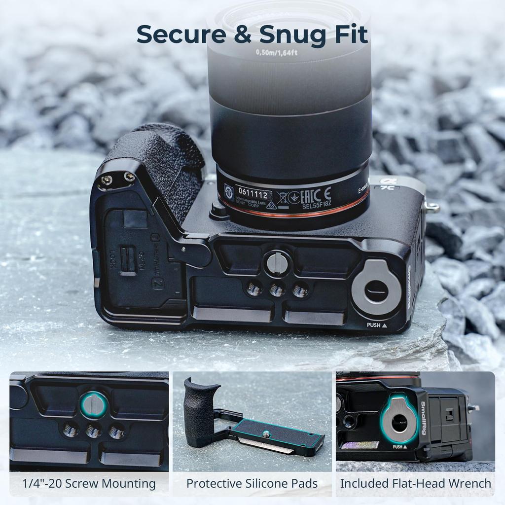 SMALLRIG A7C Hand Grip Grip for Sony Alpha 7C 7CR Arca Quick Release Plate Lightweight Silicone Side Handle for Quick Tripod Shooting 4797B II/A7CR