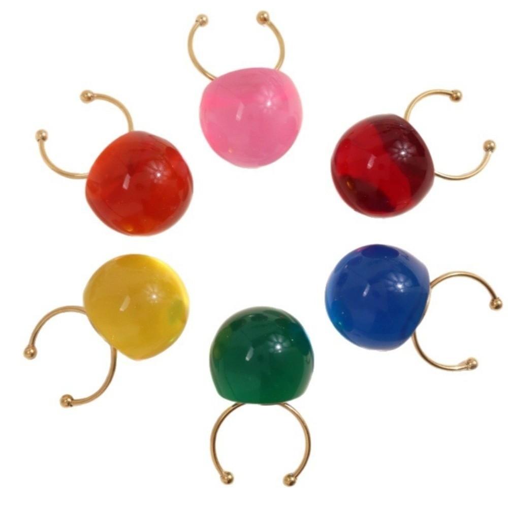 Fashionable Jelly-Transparent Open Ring Resin Multicolor Women's Ring Party Wear Finger Rings Girls